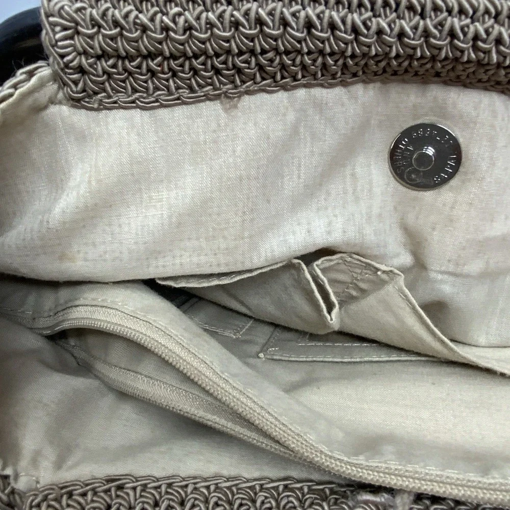 Vintage Nine West Brown Woven Macrame Crocheted Handbag Knitting Big Purse‎ Boho